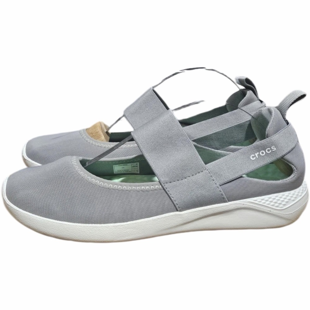 Crocs LiteRide Mary Jane‎ Gray Women's 9 Lightweight Comfort Shoes